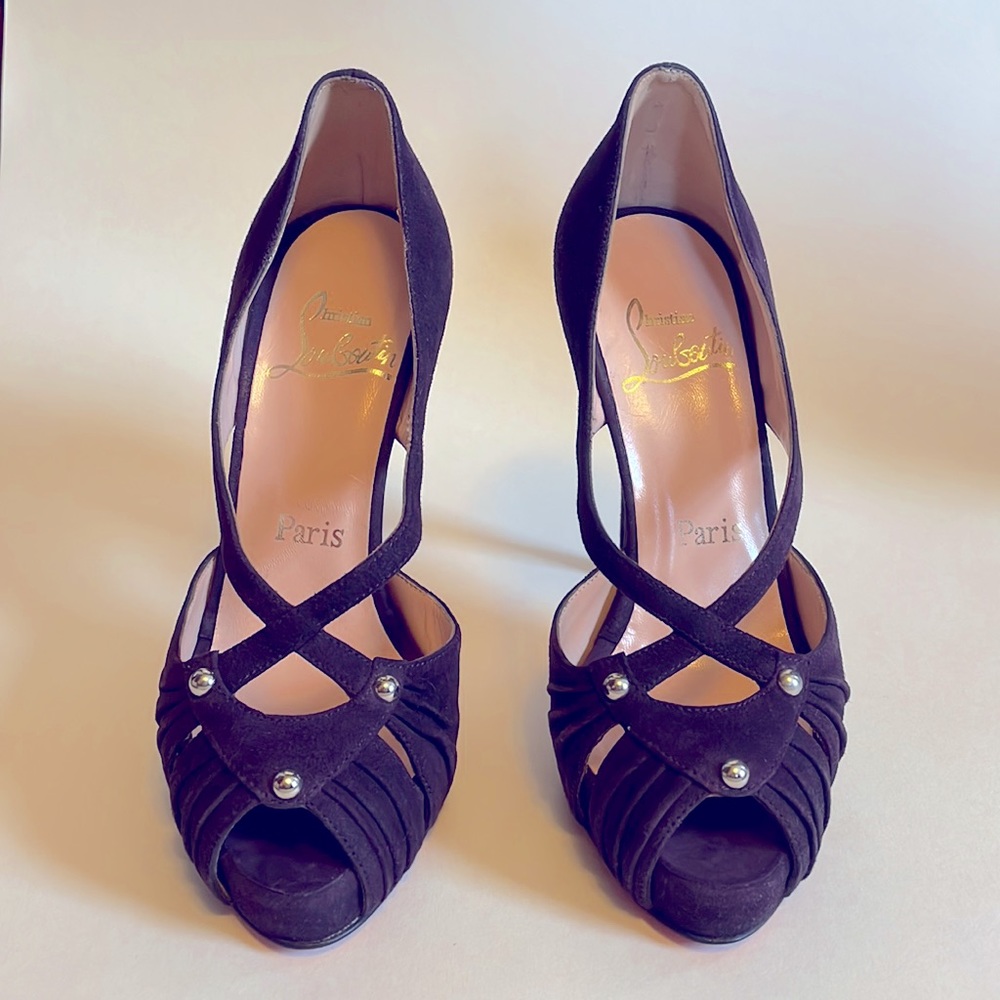 Purple suede Christian Louboutin heels